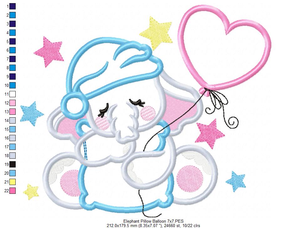 Elephant Hugging a Pillow - Applique