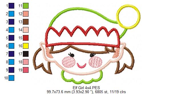 Elf Girl - Applique - Machine Embroidery Design