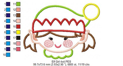 Elf Girl - Applique - Machine Embroidery Design