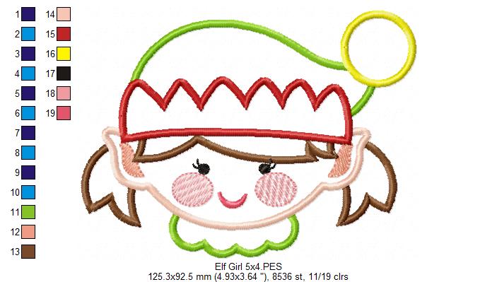 Elf Girl - Applique - Machine Embroidery Design