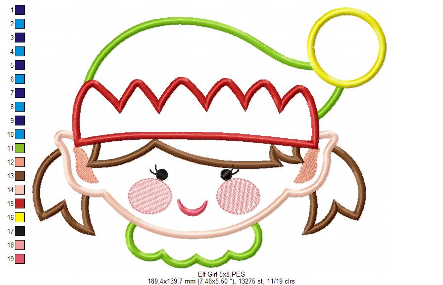 Elf Girl - Applique - Machine Embroidery Design