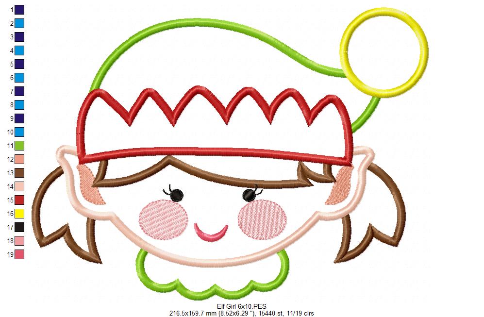 Elf Girl - Applique - Machine Embroidery Design