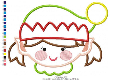 Elf Girl - Applique - Machine Embroidery Design