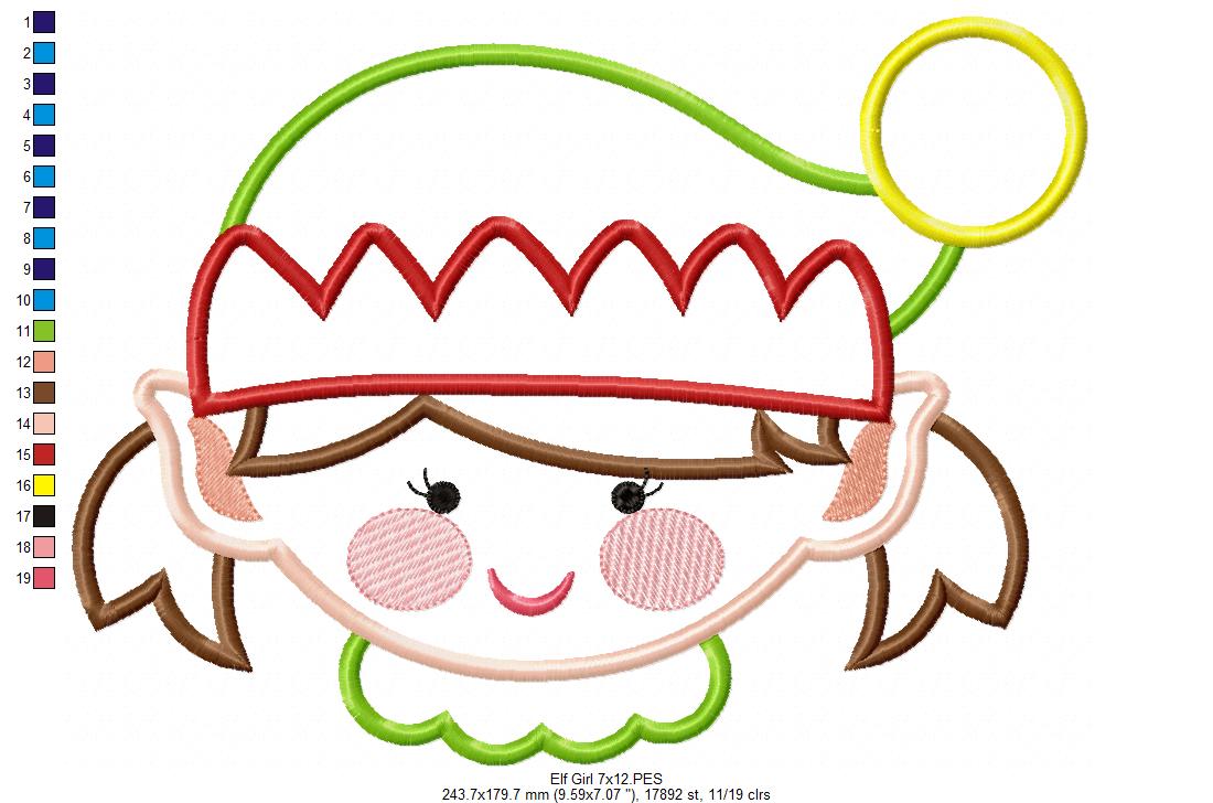 Elf Girl - Applique - Machine Embroidery Design