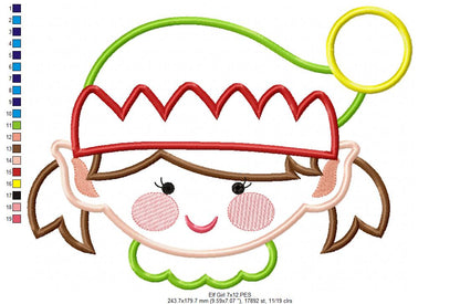 Elf Girl - Applique - Machine Embroidery Design