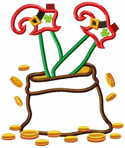 Elf Legs Peeking Out of Coin Bag - Applique