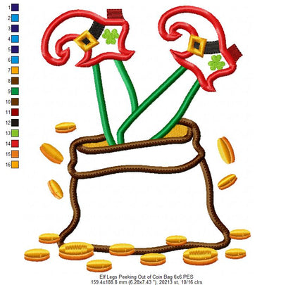 Elf Legs Peeking Out of Coin Bag - Applique