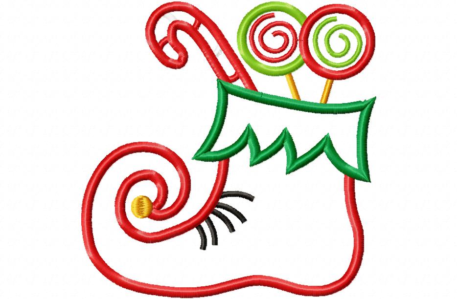 Christmas Candy Bag Elf Shoe - Applique