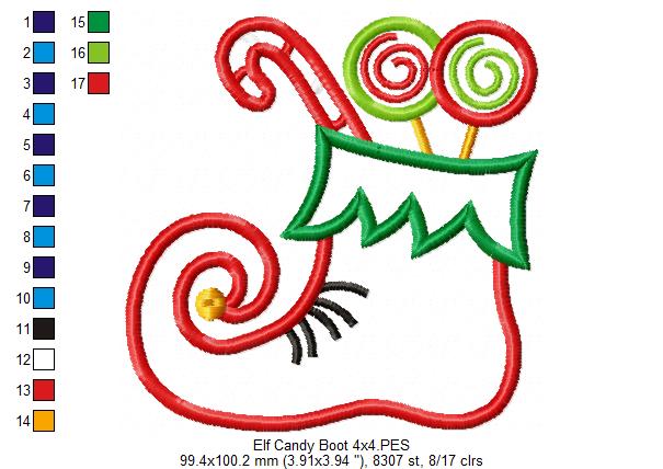 Christmas Candy Bag Elf Shoe - Applique