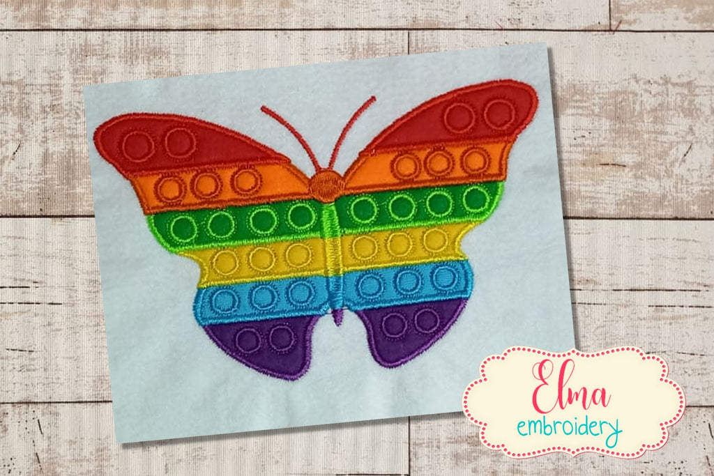 Butterfly Pop It  - Applique - Machine Embroidery Design