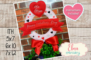 Valentine's Day Wreath - ITH Project - Machine Embroidery Design