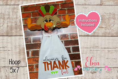 Thanksgiving Turkey Dish Cloth Holder - ITH Project - Machine Embroidery Design