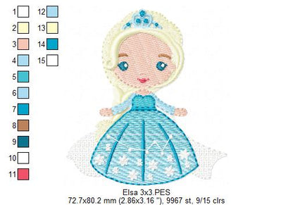 Princess Elsa - Fill Stitch Machine Embroidery Design