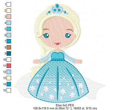 Princess Elsa - Fill Stitch Machine Embroidery Design