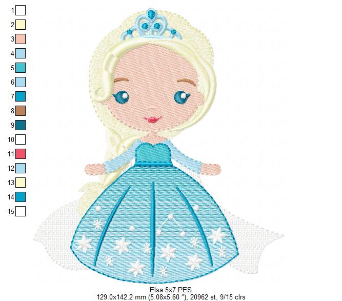 Princess Elsa - Fill Stitch Machine Embroidery Design