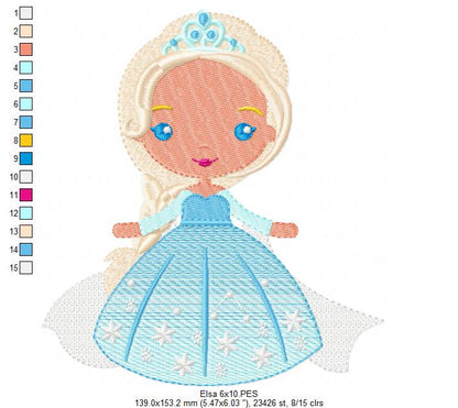 Princess Elsa - Fill Stitch Machine Embroidery Design