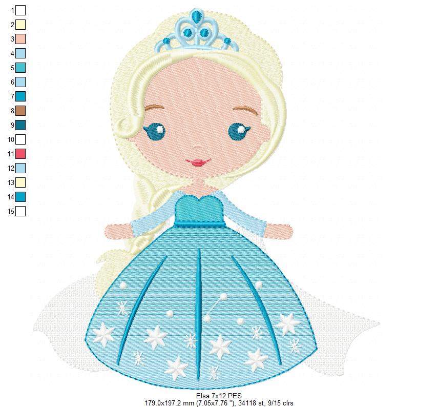 Princess Elsa - Fill Stitch Machine Embroidery Design