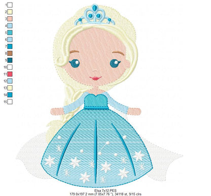 Princess Elsa - Fill Stitch Machine Embroidery Design