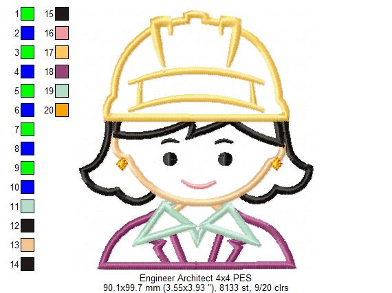 Little Builder Girl Charm – Appliqué - Machine Embroidery Design