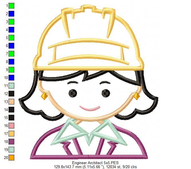 Little Builder Girl Charm – Appliqué - Machine Embroidery Design