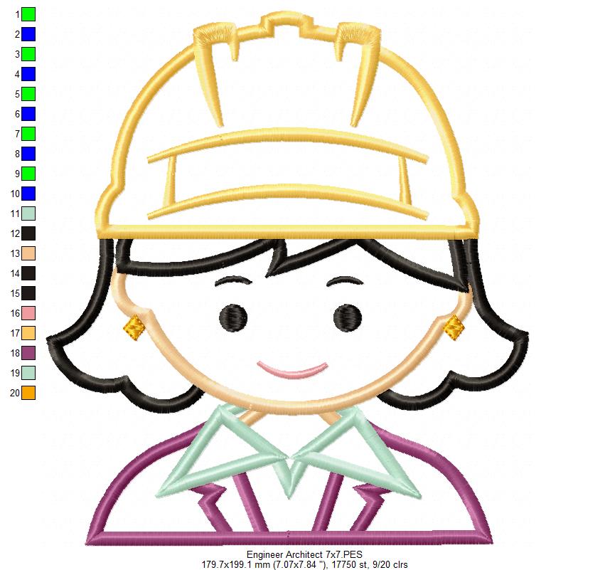 Little Builder Girl Charm – Appliqué - Machine Embroidery Design