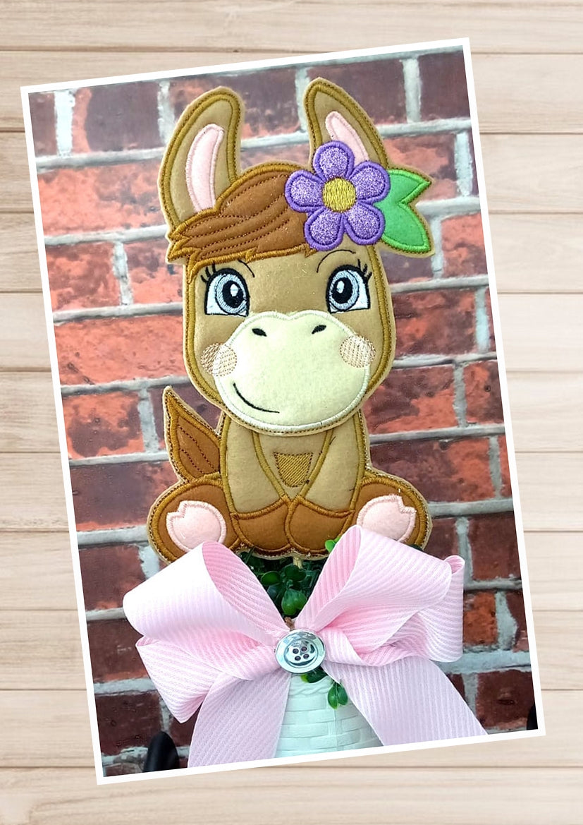 Little Donkey with Flower - ITH Project - Machine Embroidery Design