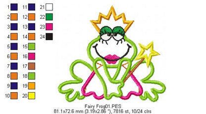 Fairy Frog - Applique - Machine Embroidery Design
