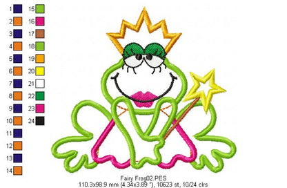 Fairy Frog - Applique - Machine Embroidery Design