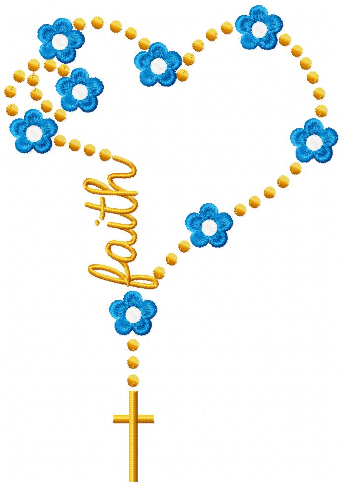 Faith Rosary with Flowers - Fill Stitch