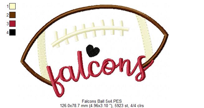 Football Falcons Ball - Fill Stitch