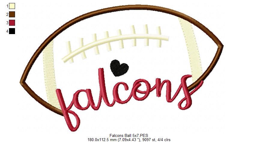 Football Falcons Ball - Fill Stitch