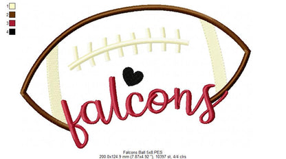 Football Falcons Ball - Fill Stitch