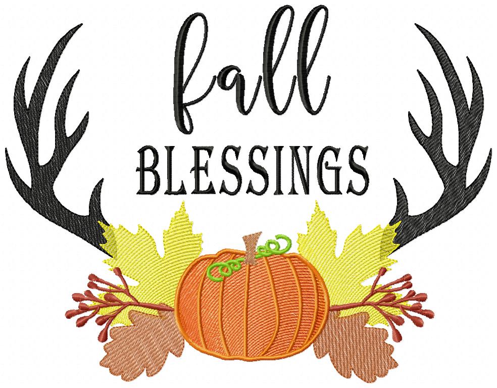 Fall Blessings - Sketch Stitch - Machine Embroidery Design