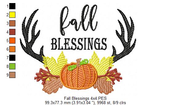 Fall Blessings - Sketch Stitch - Machine Embroidery Design