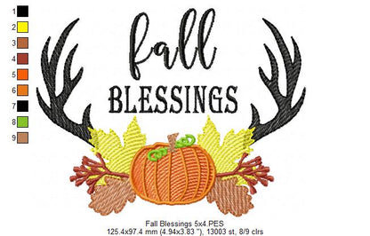 Fall Blessings - Sketch Stitch - Machine Embroidery Design