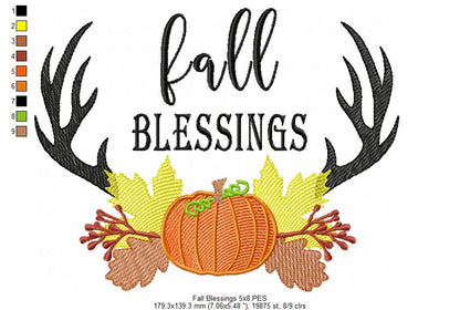 Fall Blessings - Sketch Stitch - Machine Embroidery Design
