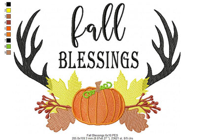 Fall Blessings - Sketch Stitch - Machine Embroidery Design