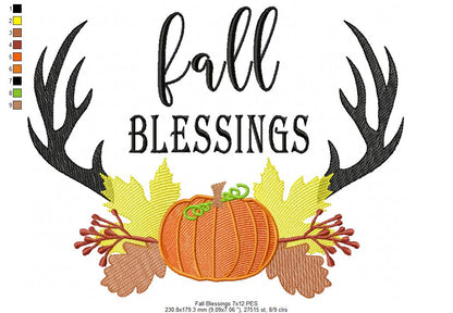 Fall Blessings - Sketch Stitch - Machine Embroidery Design