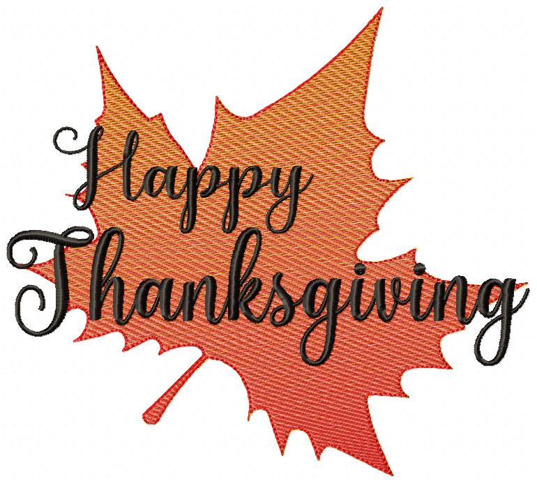 Happy Thanksgiving Fall Leave - Fill Stitch