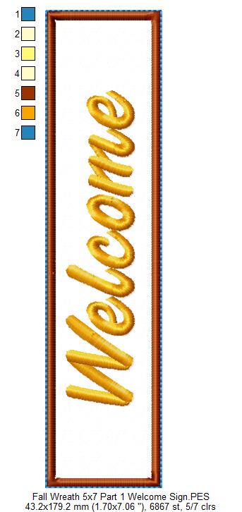 Fall Leaves and Pumpking Welcome Wreath - ITH Project - Machine Embroidery Design