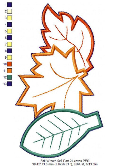 Fall Leaves and Pumpking Welcome Wreath - ITH Project - Machine Embroidery Design