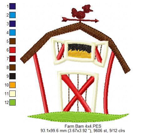 Cute Farm Barn - Applique