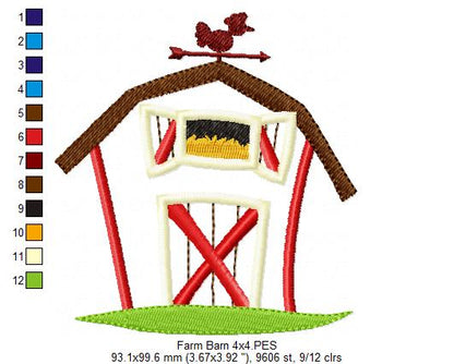 Cute Farm Barn - Applique
