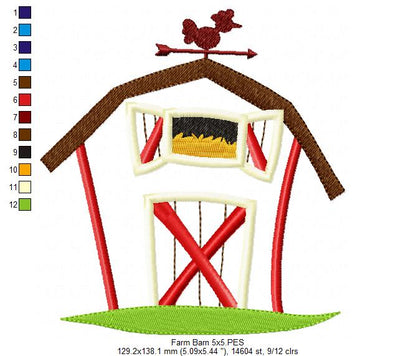 Cute Farm Barn - Applique