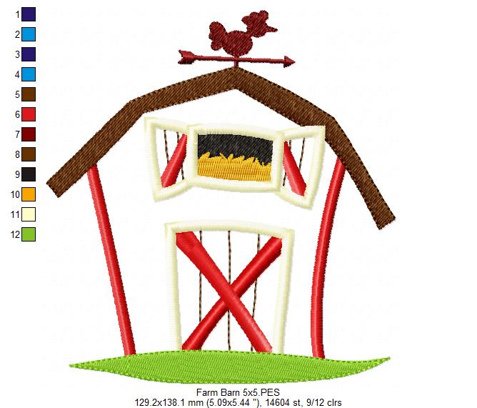 Cute Farm Barn - Applique