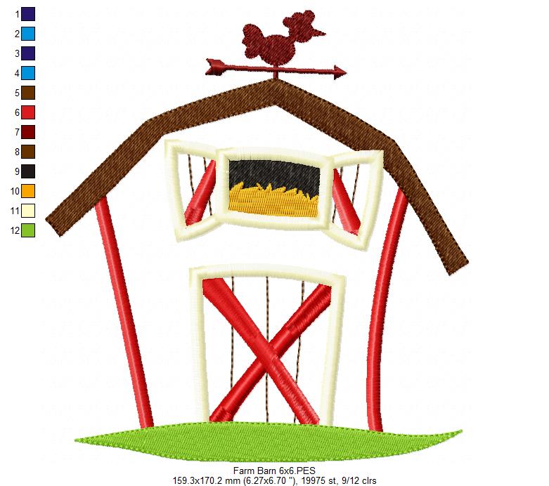 Cute Farm Barn - Applique