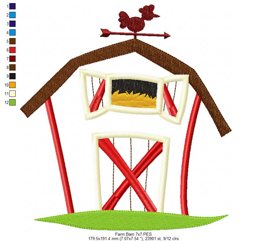 Cute Farm Barn - Applique