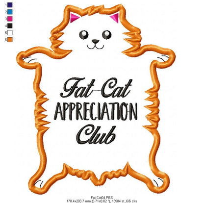 Fat Cat Appreciation Club - Applique - Machine Embroidery Design