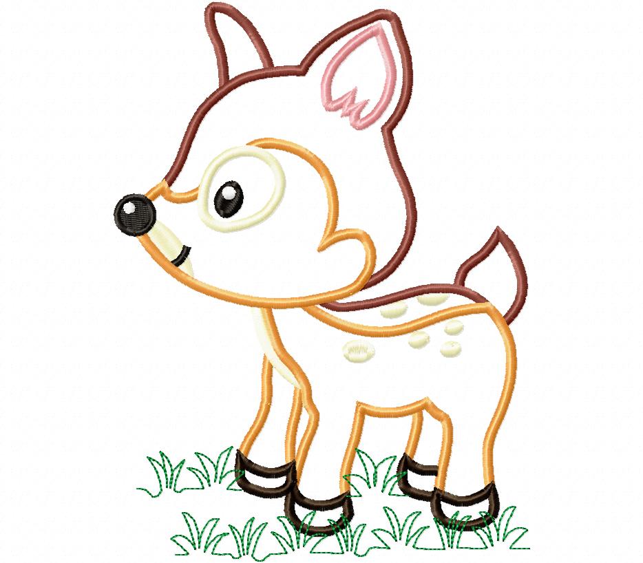 Sweet Baby Fawn - Appliqué - Machine Embroidery Design