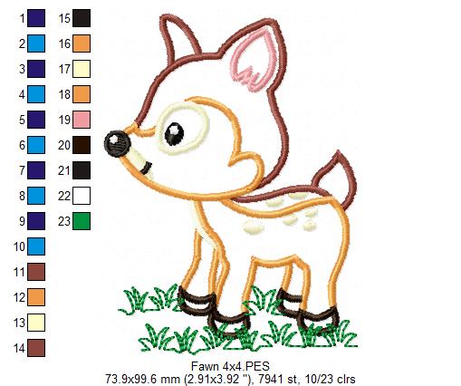Sweet Baby Fawn - Appliqué - Machine Embroidery Design